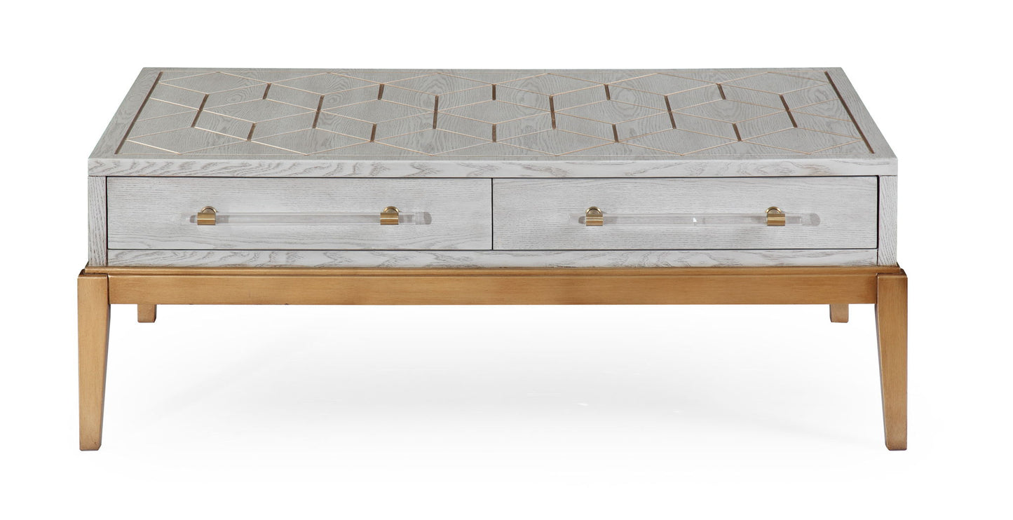 Perrine - Rectangle Cocktail Table - Silver / Gold