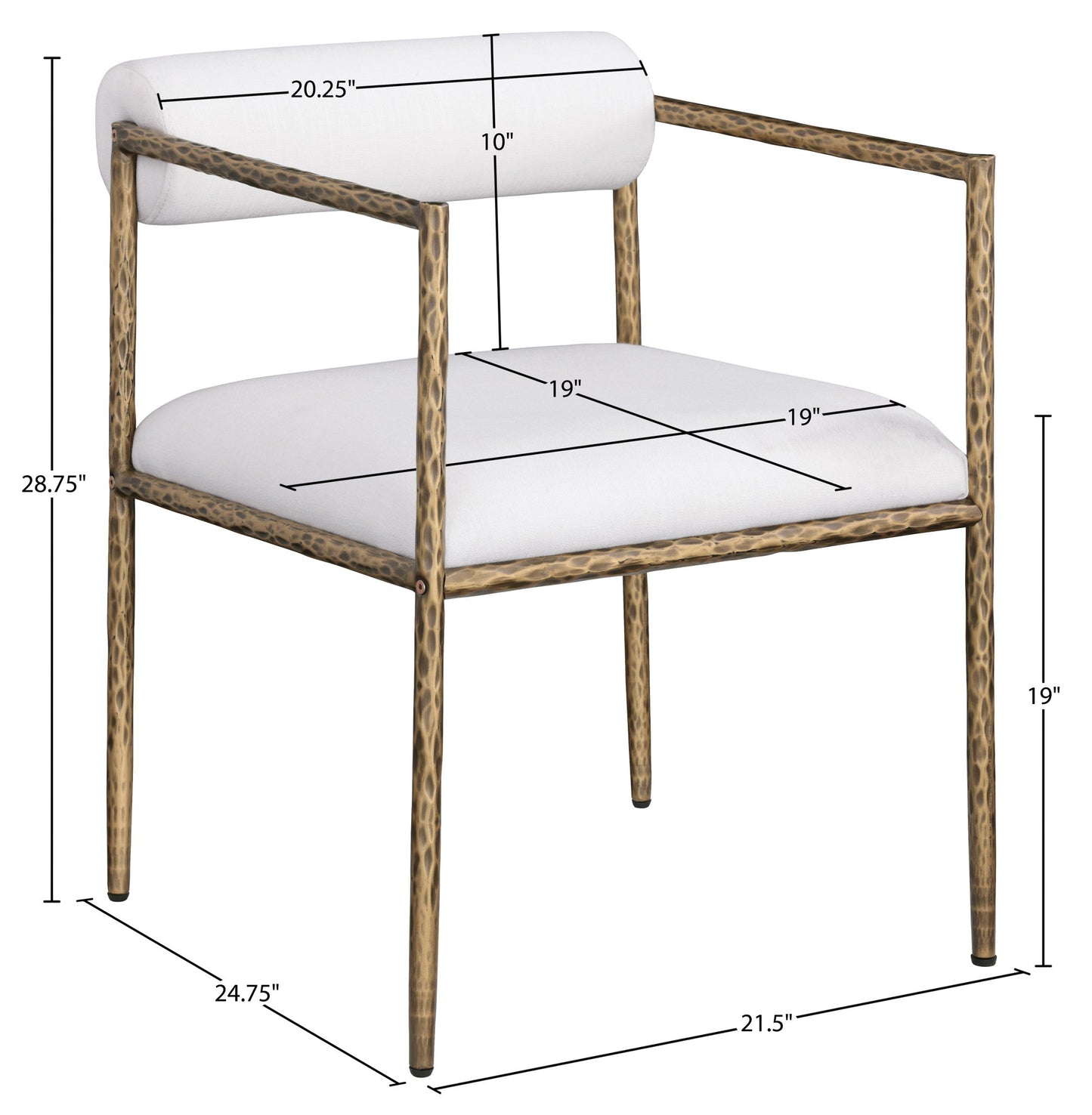 Axis - Linen Textured Cream Fabric Upholstered Dining Chair (Set of 2)