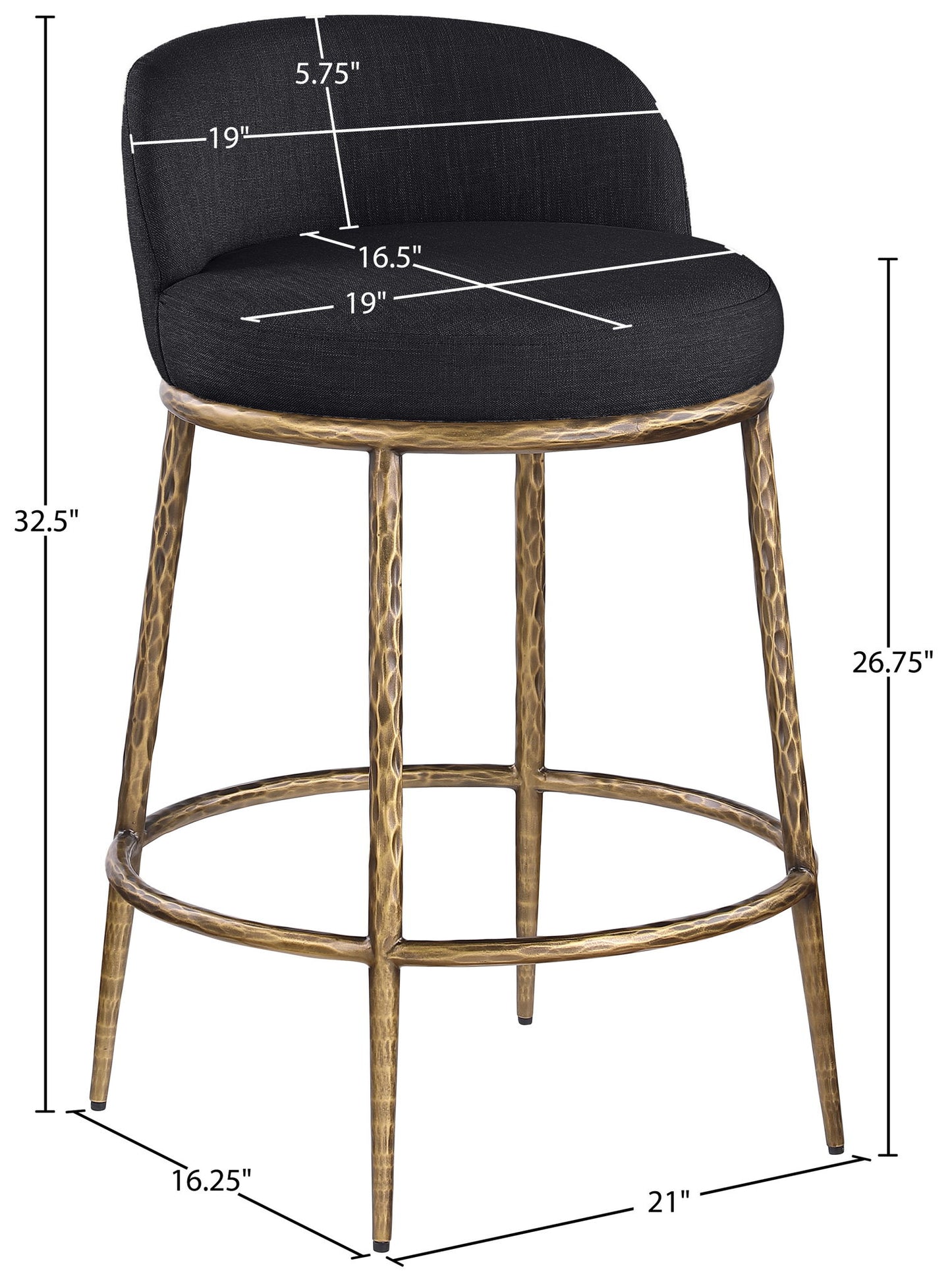 Ferro - Upholstered Counter Stool With Brushed Gold Base