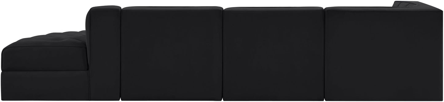 Rummi - Velvet Performance Fabric Upholstered 4 Piece Modular Sectional With Reverse Corner Chair