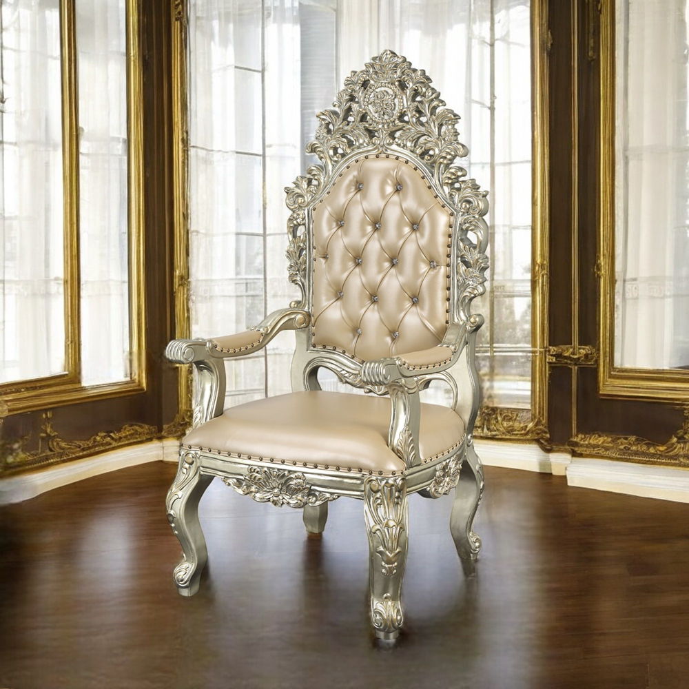 Sorina - Arm Chair (Set of 2) - Synthetic Leather & Antique Gold
