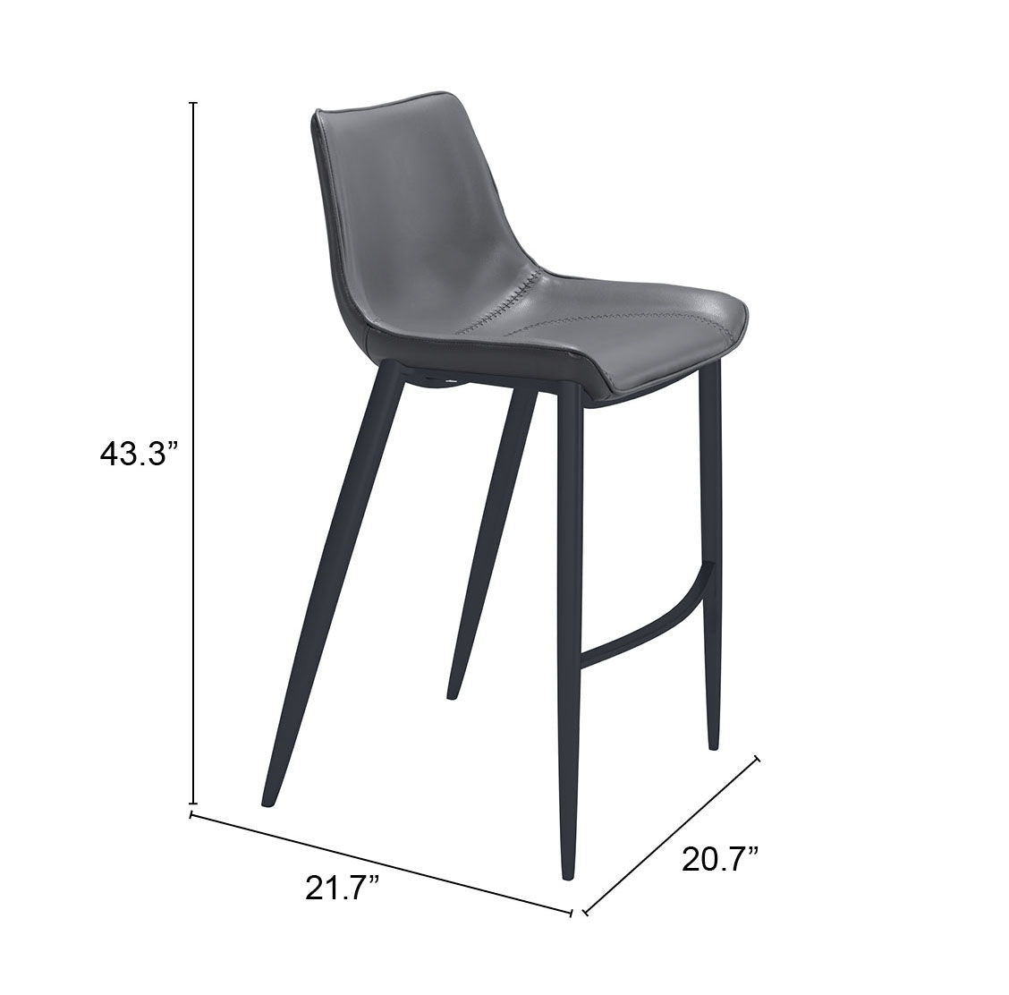 Magnus - Bar Chair (Set of 2) - Dark Gray / Black