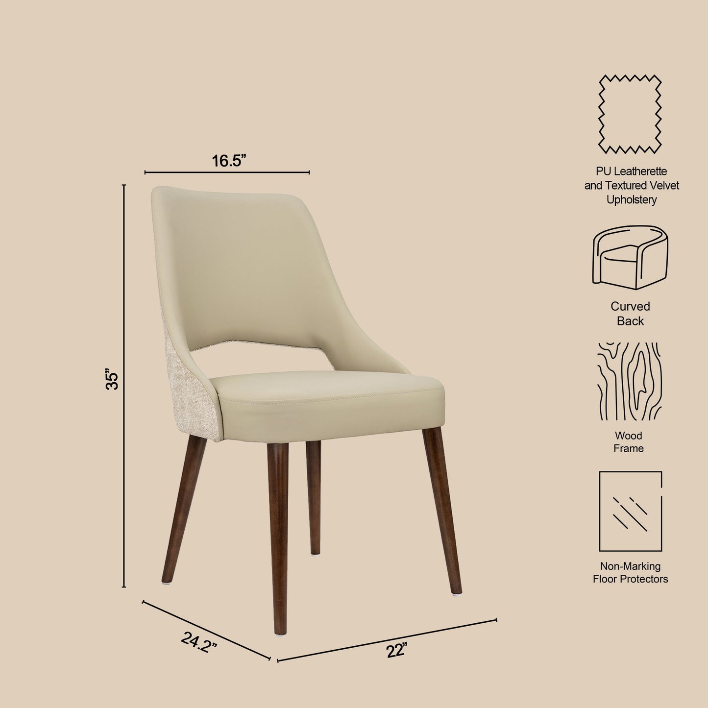 Liora - Wood Upholstered Side Chair (Set of 2) - Coffee / Brown