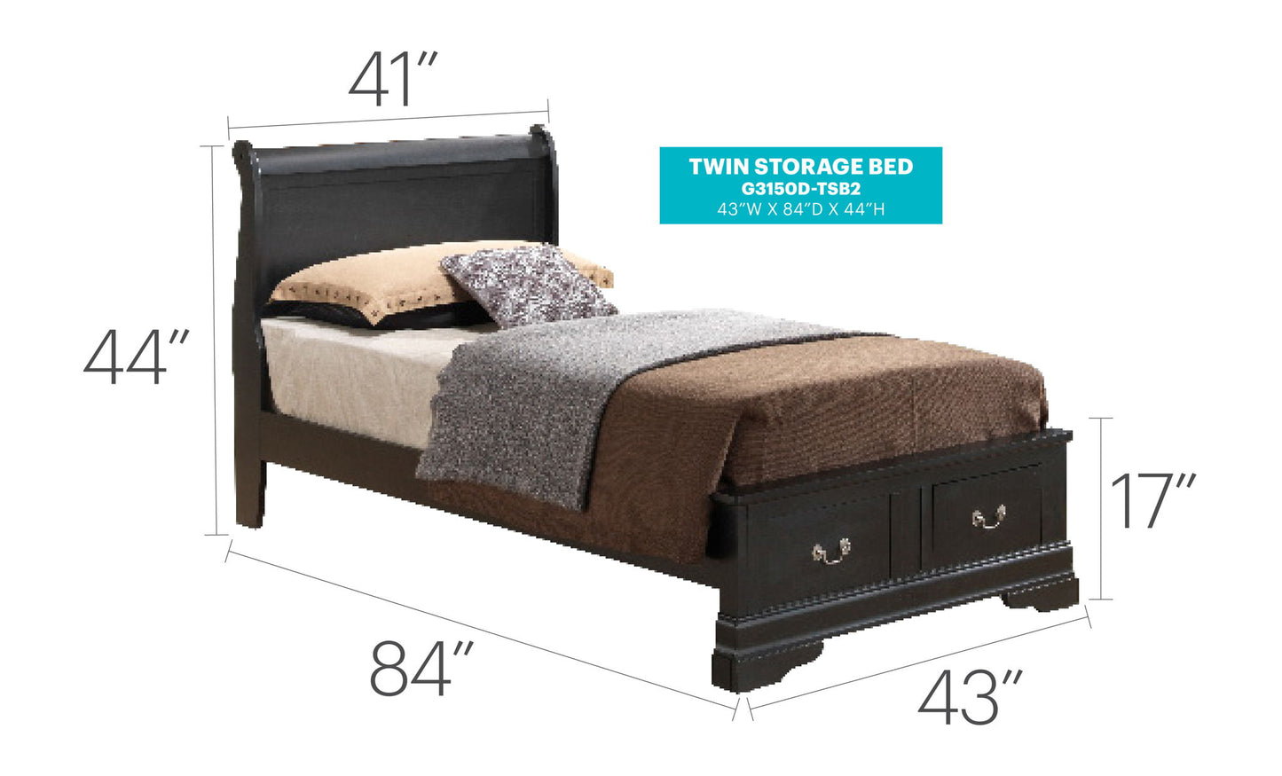 Glory Furniture - Louis Phillipe - Storage Bed