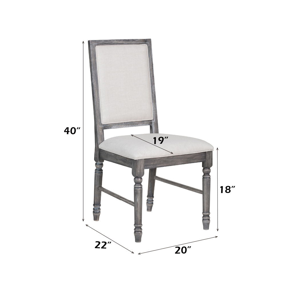 Leventis - Side Chair (Set of 2) - Cream Linen & Weathered Gray