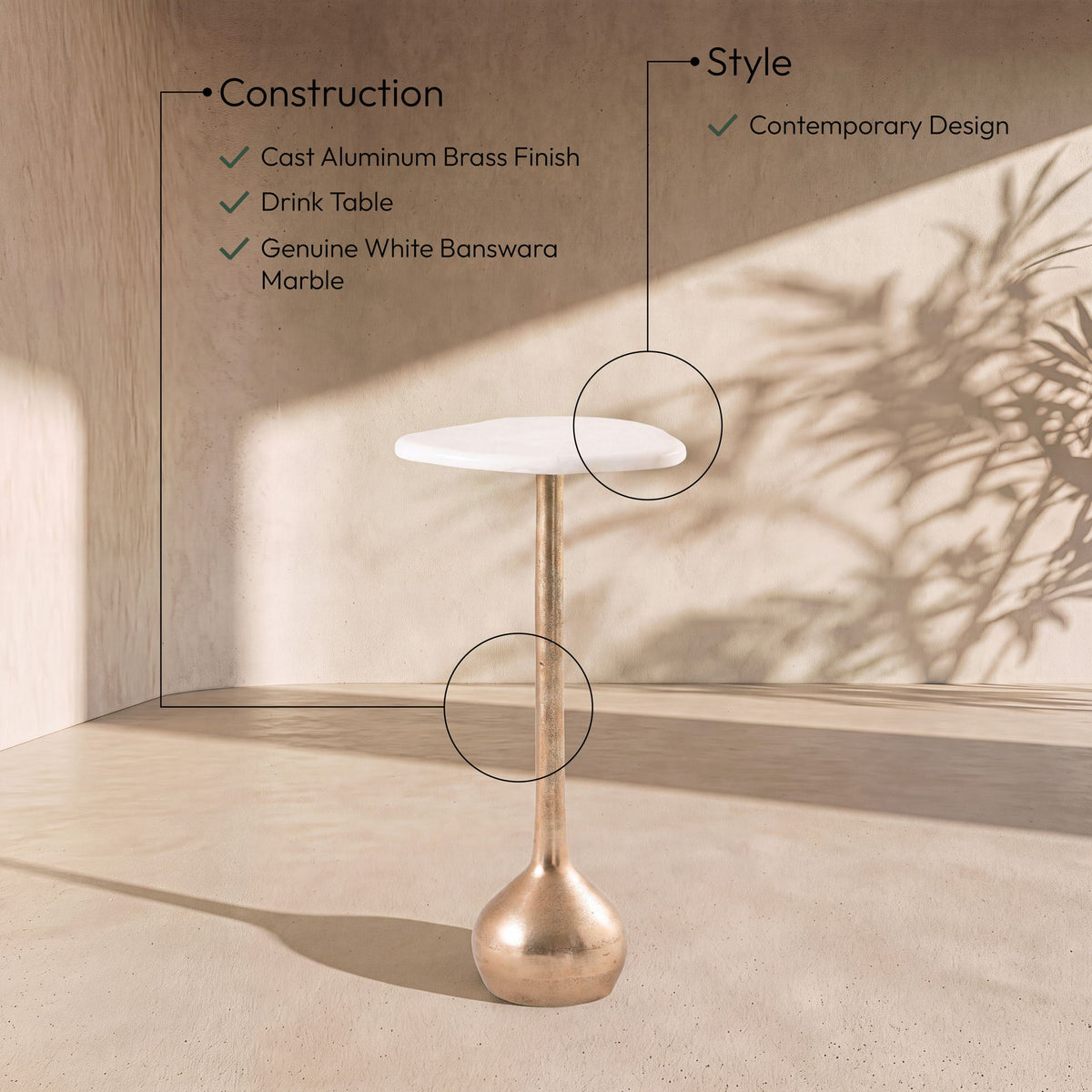 Vireo - Aluminum Base Drink Table