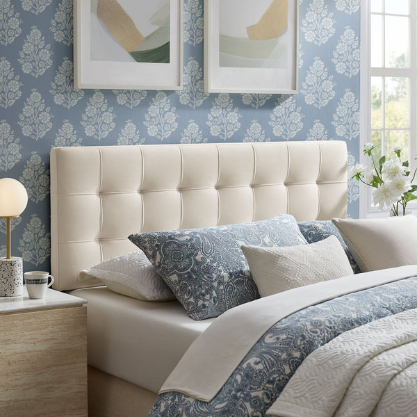 Lily Biscuit Tufted Performance Velvet Headboard - Queen, Alabaster