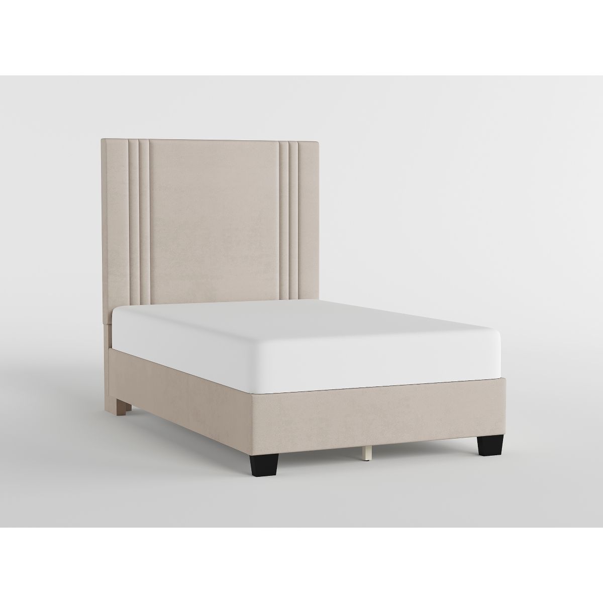 48" Beige Microfiber Platform Bed
