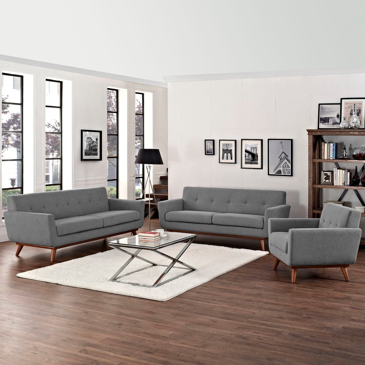 Engage Sofa Loveseat and Armchair Set of 3 - Expectation Gray