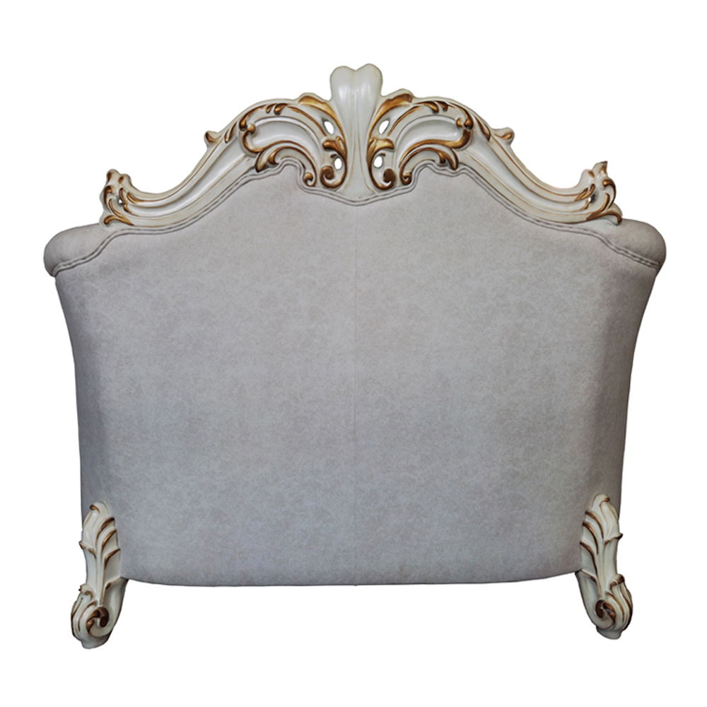 Vendome II - Chair With 2 Pillows - Two Tone Ivory Fabric & Antique Pearl