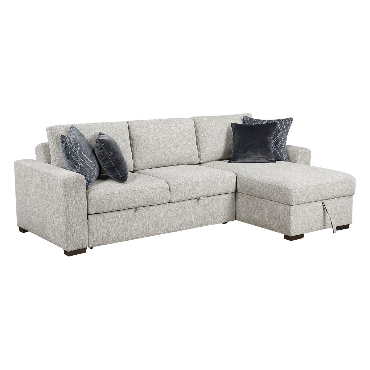 Isla 2-Piece Sectional with Reversible Chaise, Pull-out Bed and Hidden Storage, Click Motion Back