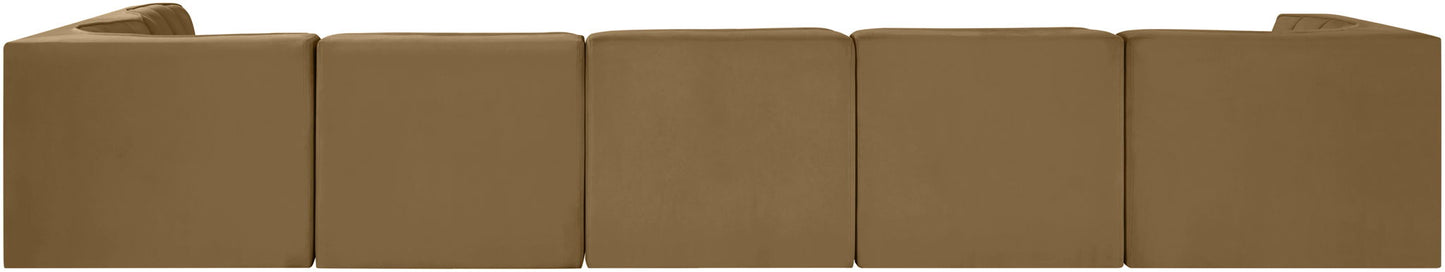 Rummi - Velvet Performance Fabric Upholstered 6 Piece Modular Sectional, L-Shaped (Right)