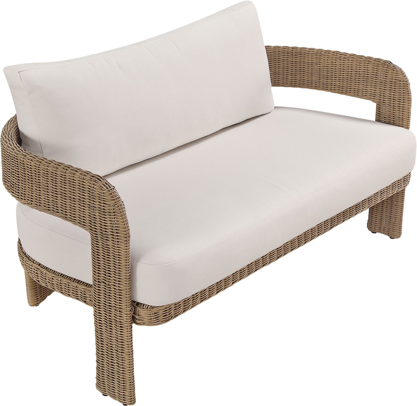 Sandbay - Olefin Water Resistant Fabric And Wicker Outdoor Patio Loveseat
