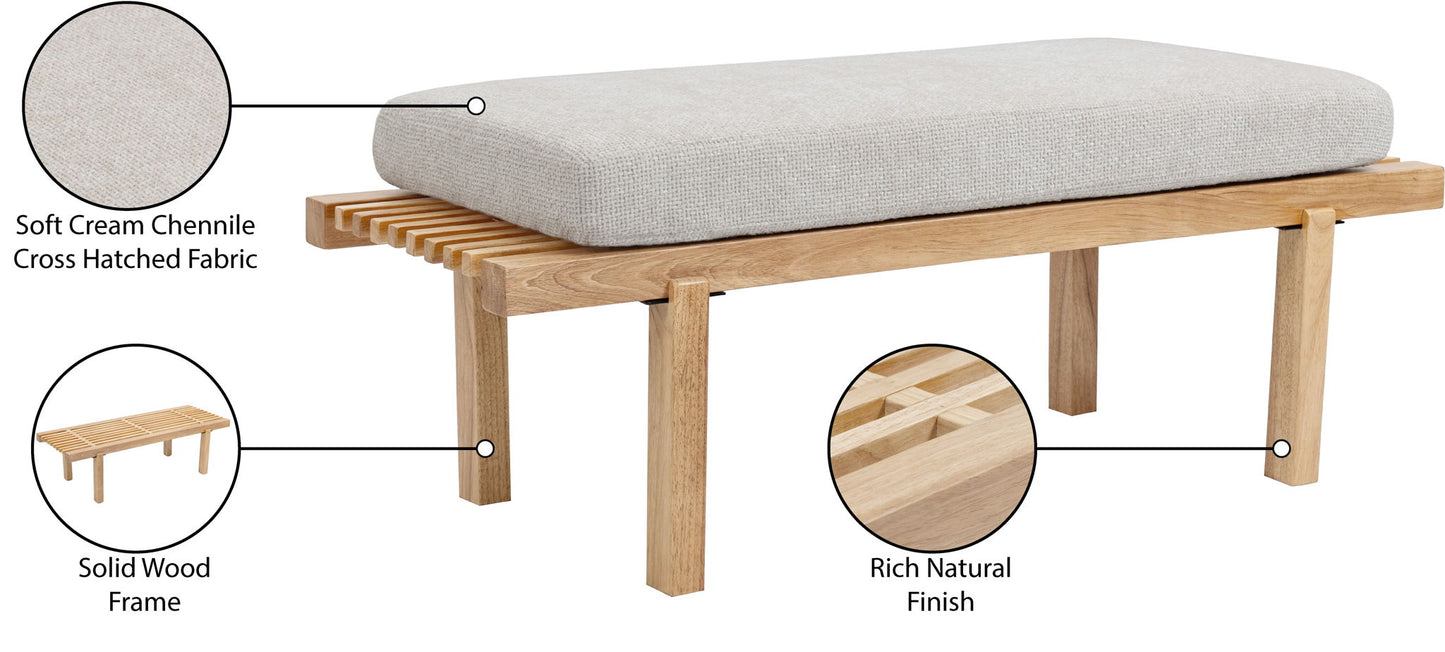 Naya - Chenille Fabric Bench - Cream