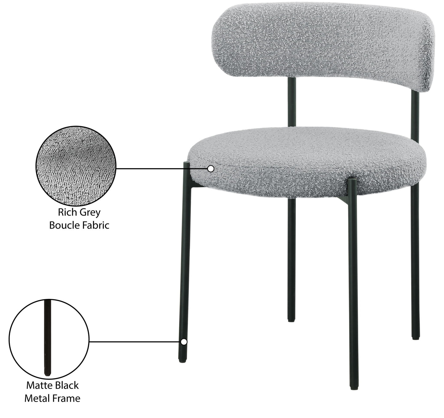 Beacon - Boucle Fabric Dining Chair (Set of 2)