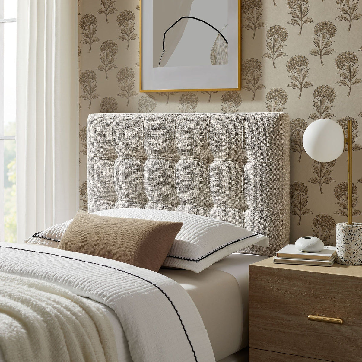 Lily Upholstered Fabric Headboard - Twin, Dove