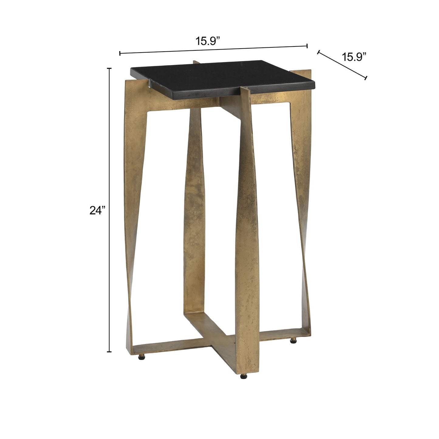 Noara - Accent Table - Black / Brass