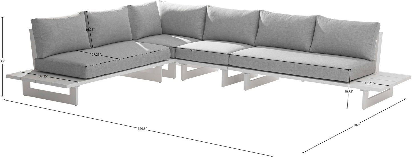 Maldives - 4 Piece Water Resistant Outdoor Patio Modular Sectional With White Base