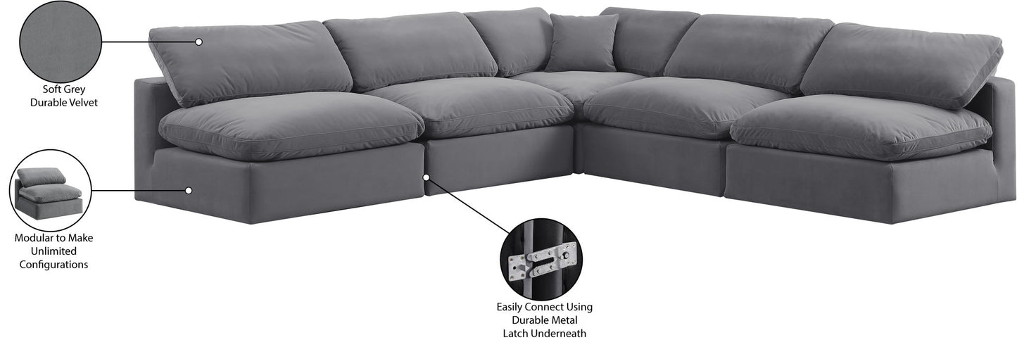 Comfy - 5 Piece Velvet Modular Corner Armless Sectional