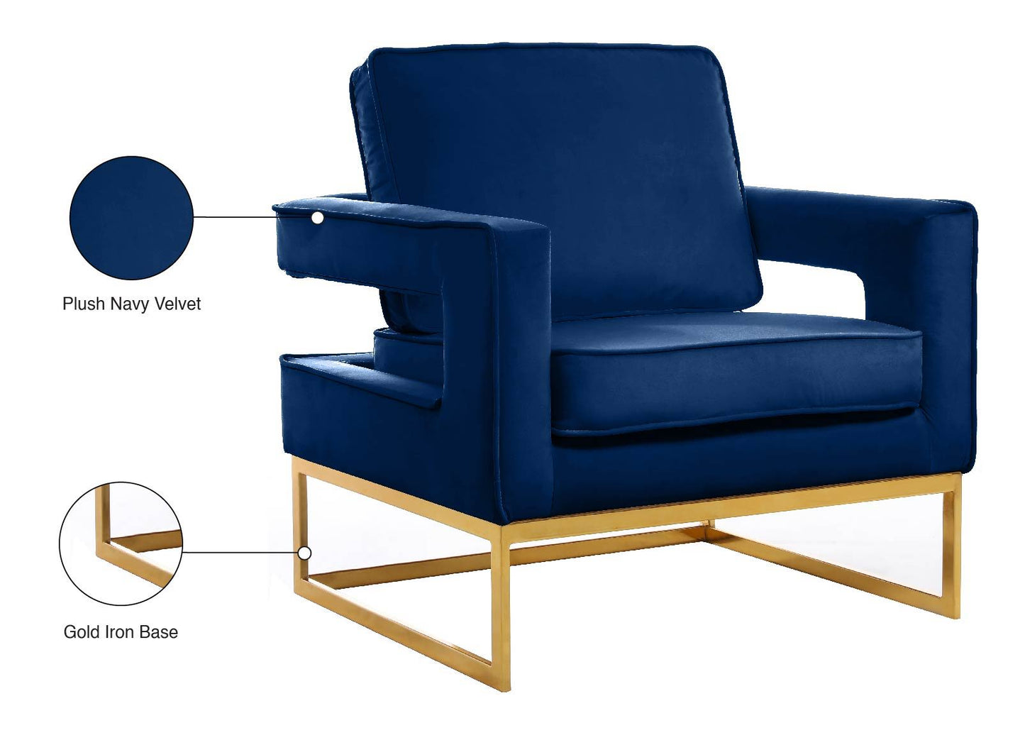 Noah - Accent Chair with Gold Legs