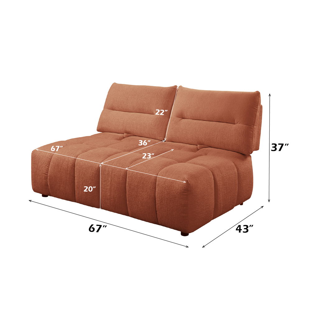 Loanna - Modular - Loveseat - Coral Red Linen