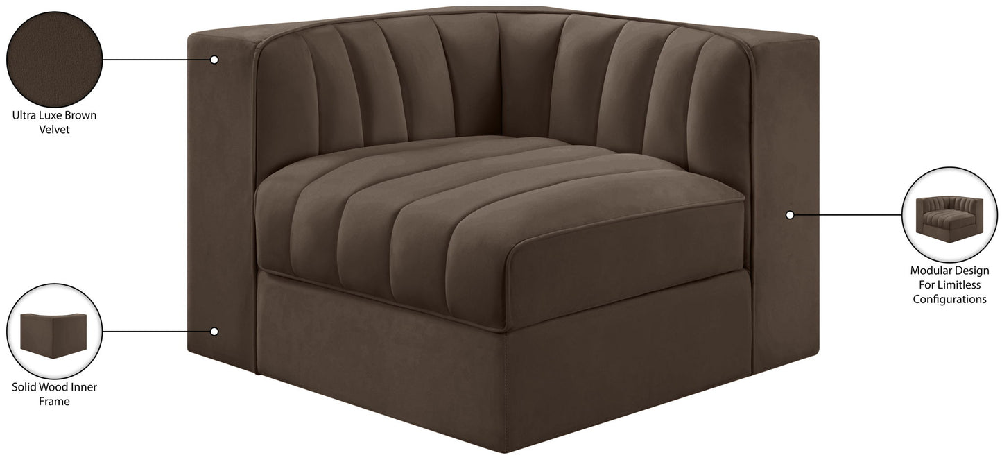 Rummi - Velvet Performance Fabric Upholstered Modular Corner Chair