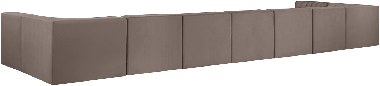 Rummi - Armless Velvet Performance Fabric Upholstered 9 Piece Modular Sectional