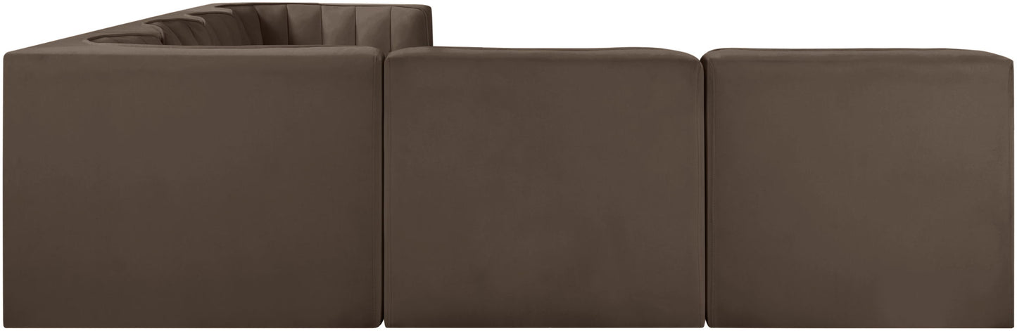 Rummi - Velvet Performance Fabric Upholstered 6 Piece Modular Sectional