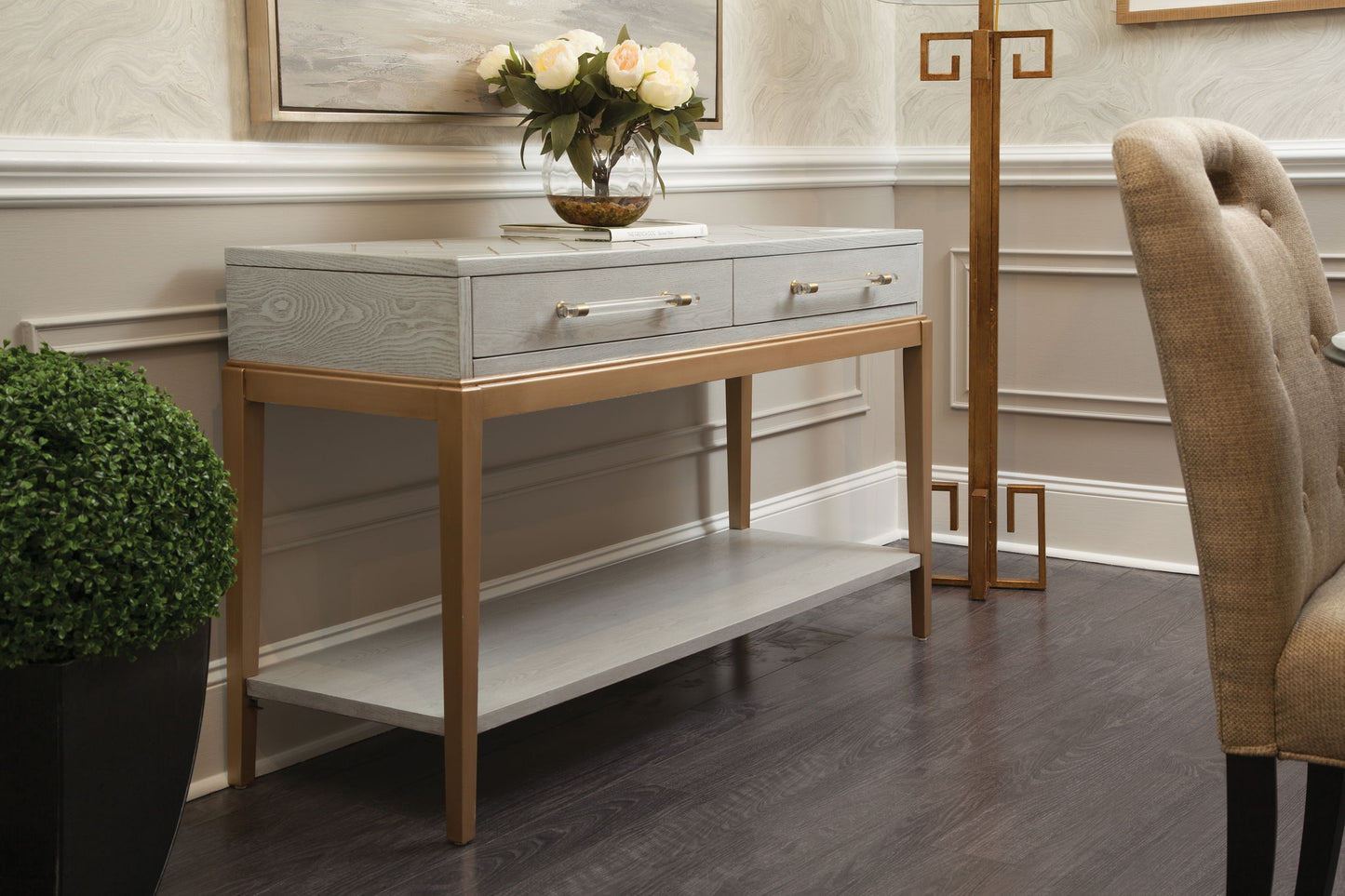 Perrine - Console Table - Silver / Gold