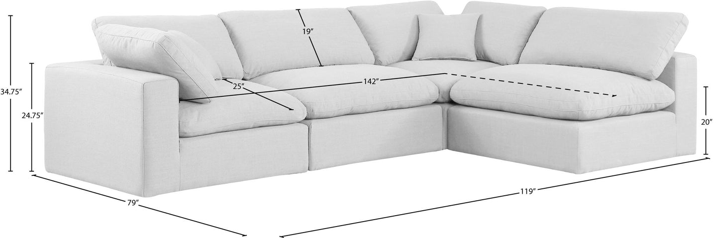 Comfy - 4 Piece Linen Fabric Modular Armless Sectional