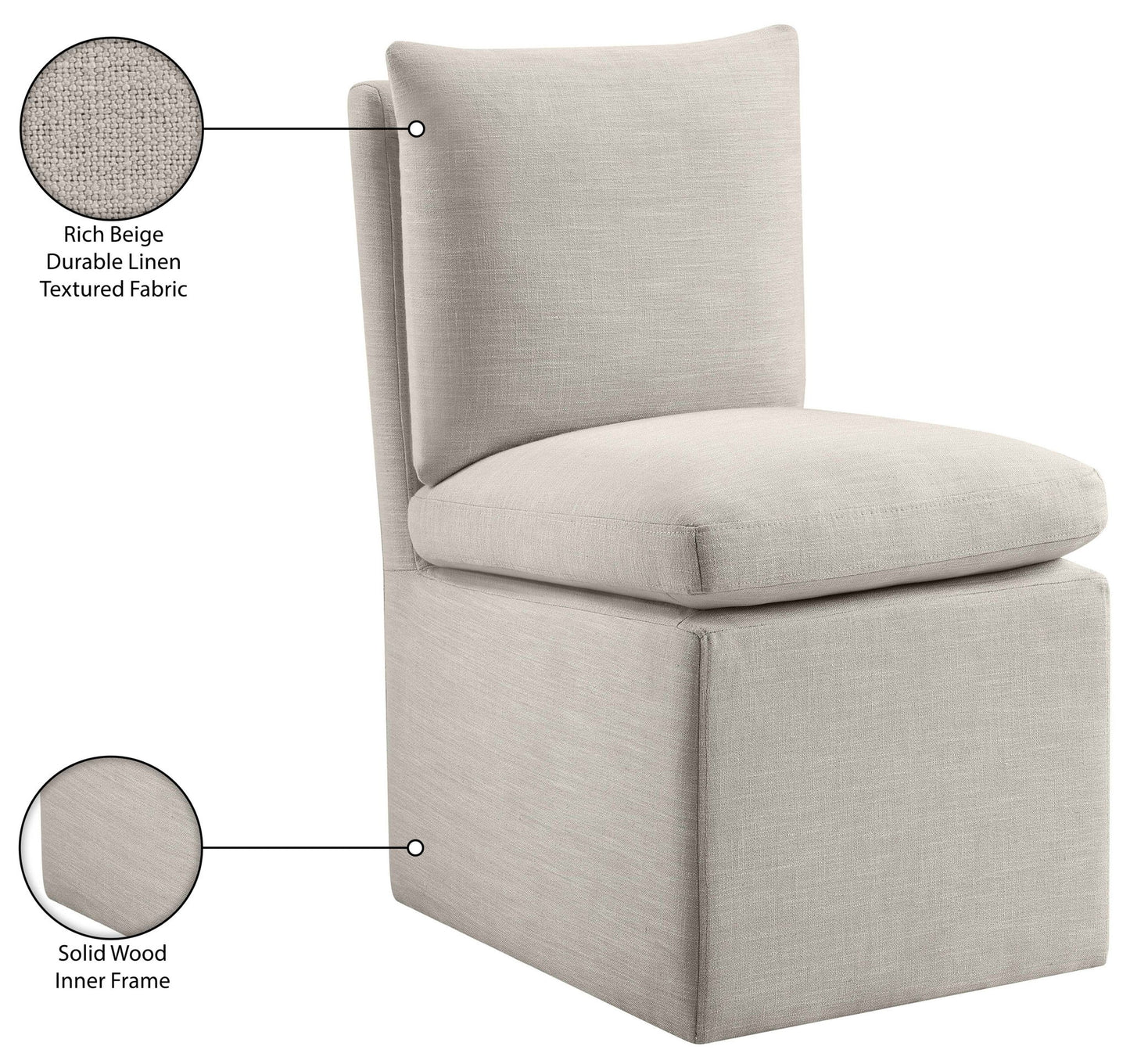 Nelori - Linen Textured Performance Fabric Upholstered Dining Chair (Set of 2)