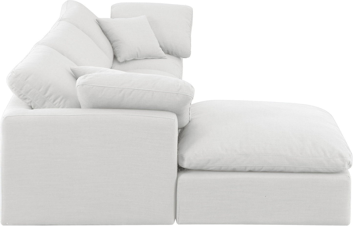 Indulge - Linen 4 Piece Modular Sectional With Chaise - White