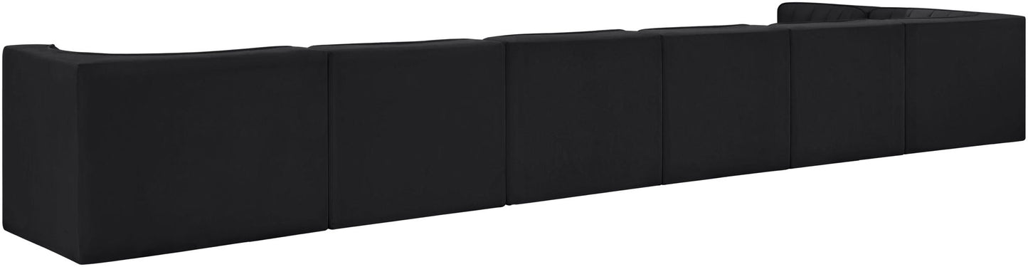 Rummi - Velvet Performance Fabric Upholstered 7 Piece Modular Sectional, L-Shaped (Right)