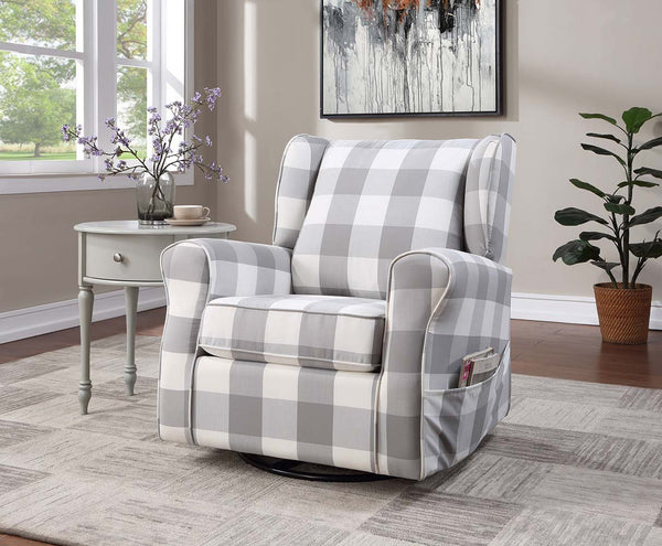 Patli - Swivel Chair With Glider - Gray Fabric