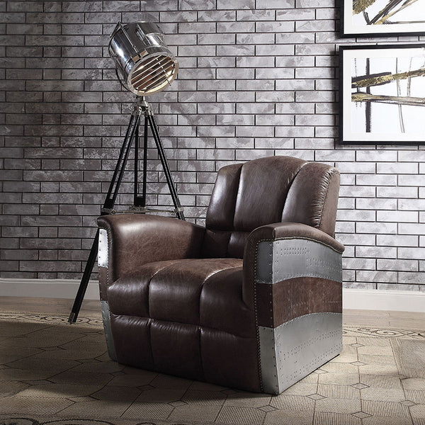Brancaster - Accent Chair - Retro Brown Top Grain Leather & Aluminum