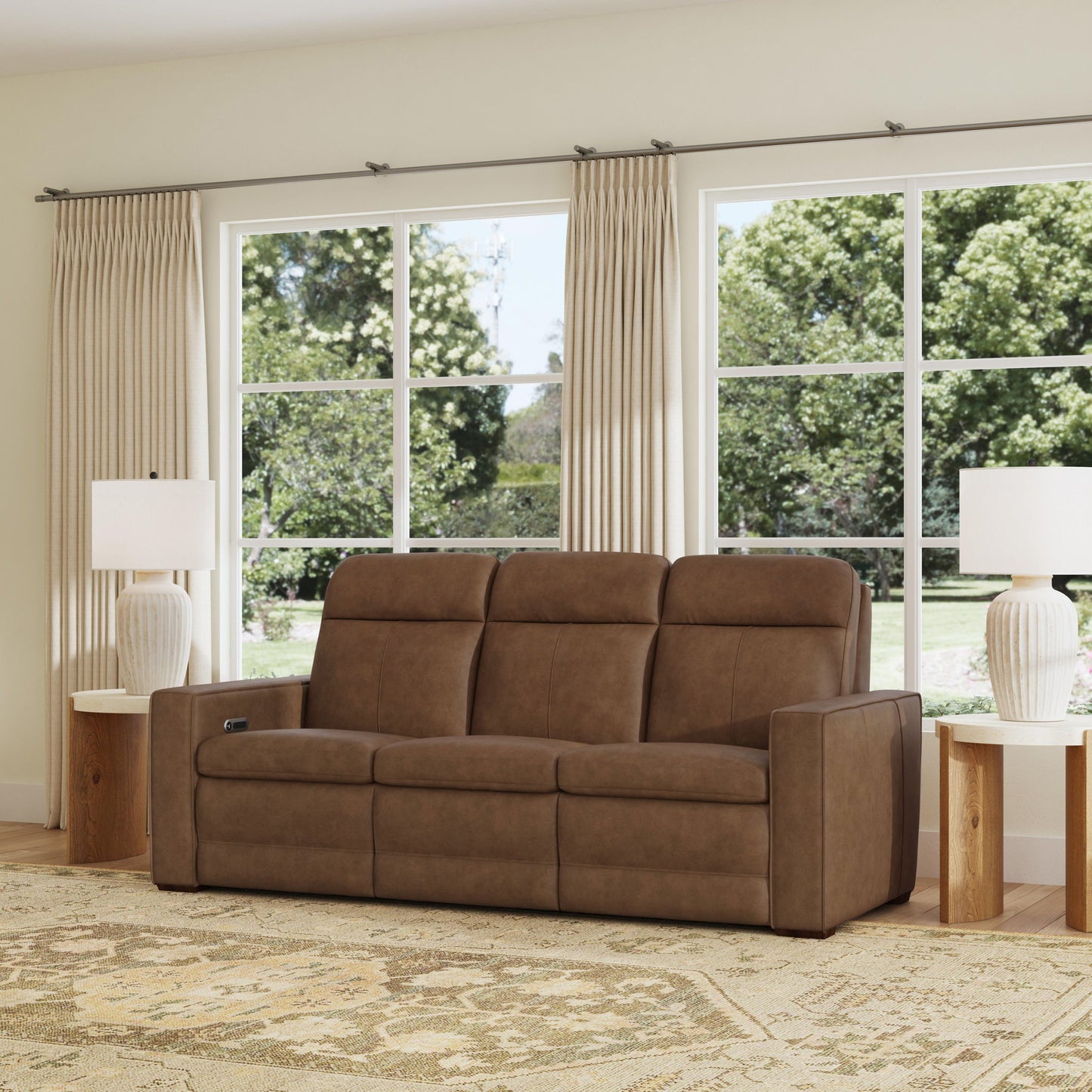Dutch - Power Reclining Sofa With Console, Power Headrest, & Lumbar
