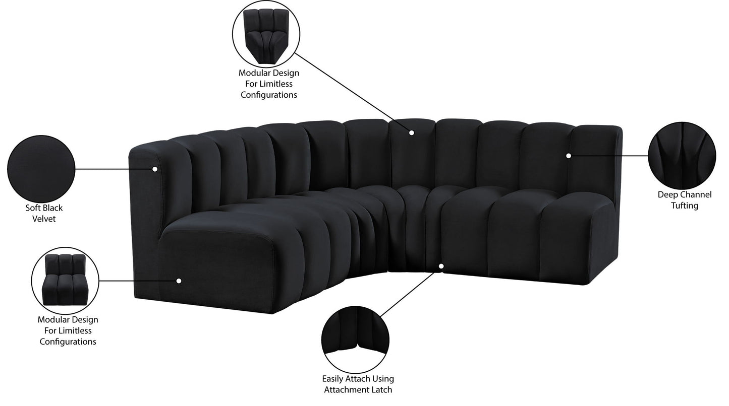 Arc - Velvet 4 Piece Corner Modular Sofa