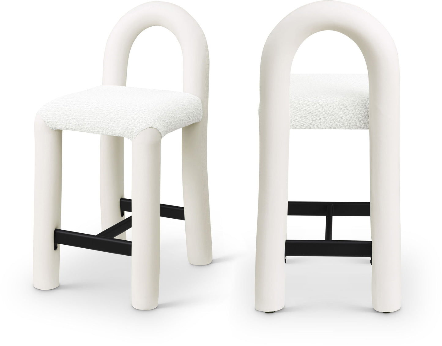 Amari - Vegan Leather and Boucle Fabric Stool