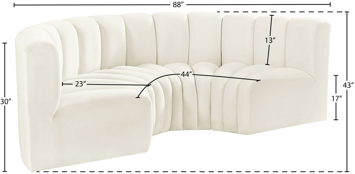Arc - Velvet 4 Piece U-Shaped Modular Sofa