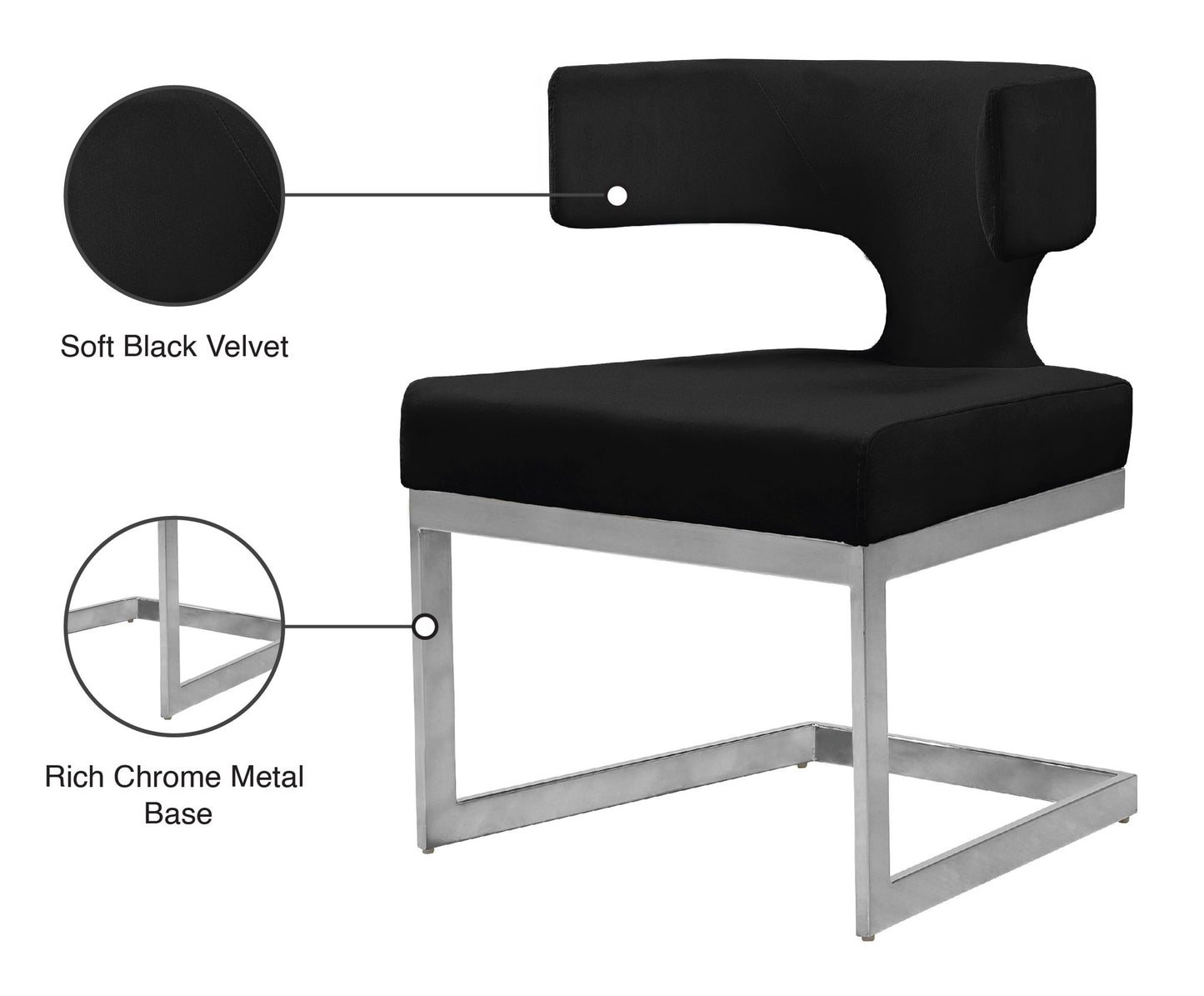 Alexandra - Dining Chair with Chrome Legs