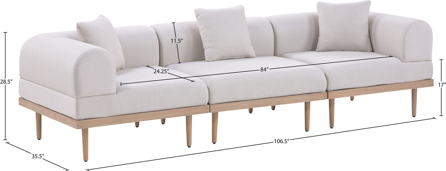 Laguna - 3 Piece Resilient Water Resistant Fabric 106.5" Upholstered Outdoor Patio Modular Sofa