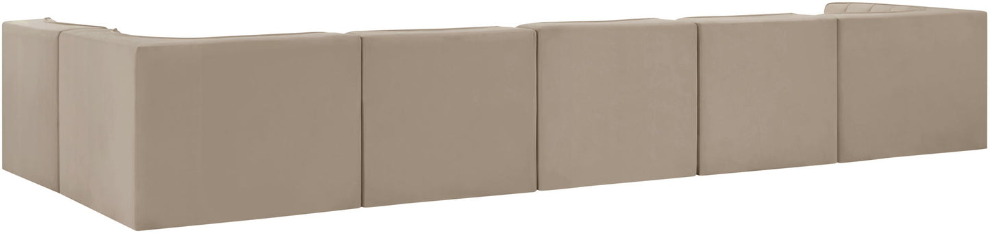 Rummi - Velvet Performance Fabric Upholstered 6 Piece Modular Sectional, L-Shaped (Right)