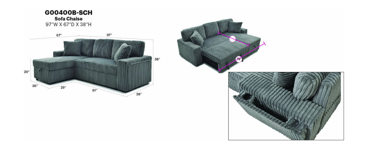 Glory Furniture - Connie - Sofa Bed Chaise