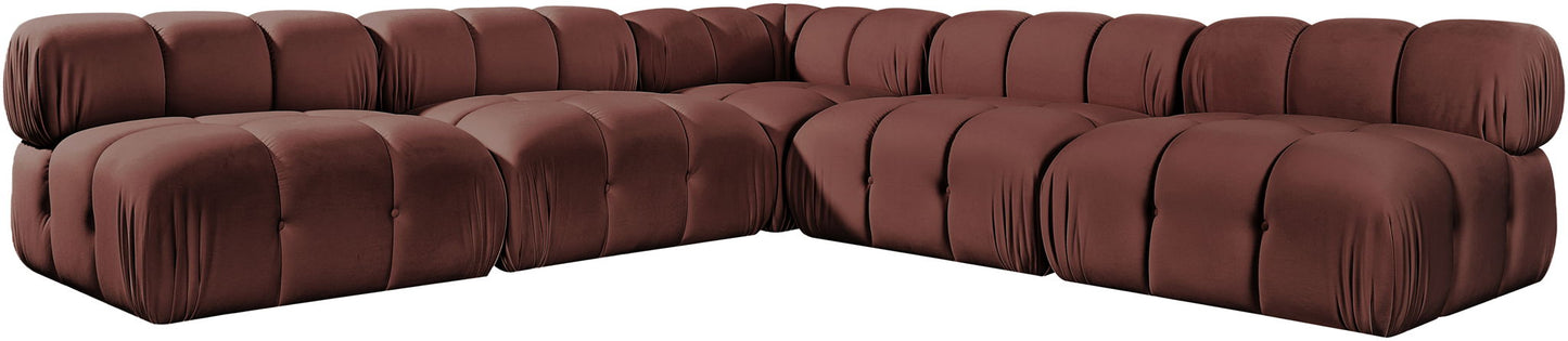 Orin - Velvet Fabric 5 Piece Modular Sectional