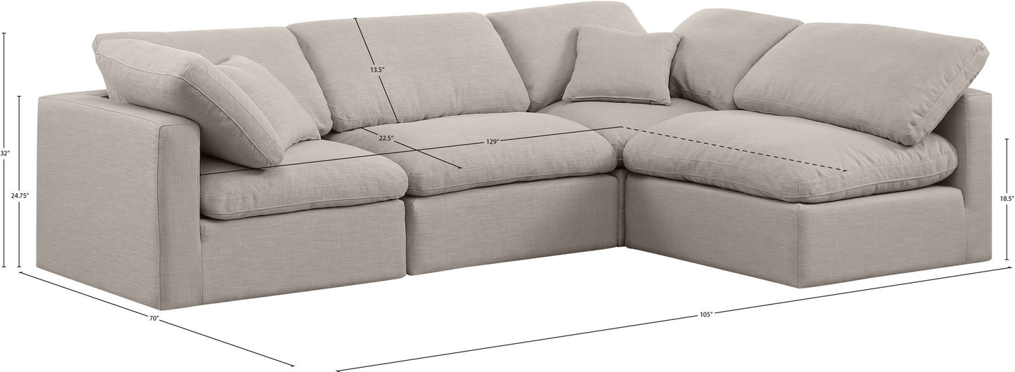 Indulge - Linen 4 Piece Modular Sectional