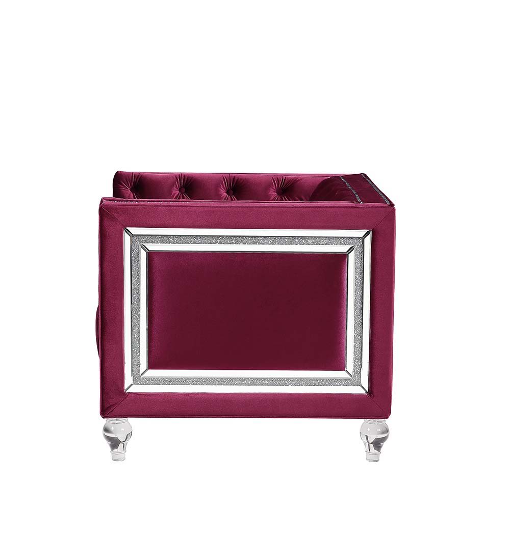 Heibero - Sofa With 2 Pillows (Same 56895) - Burgundy Velvet