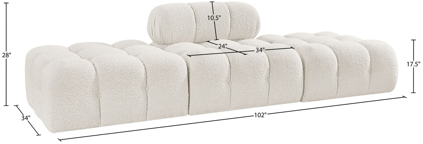 Ames - 3 Piece Boucle Upholstered Modular Sofa With 2 Backless Seats