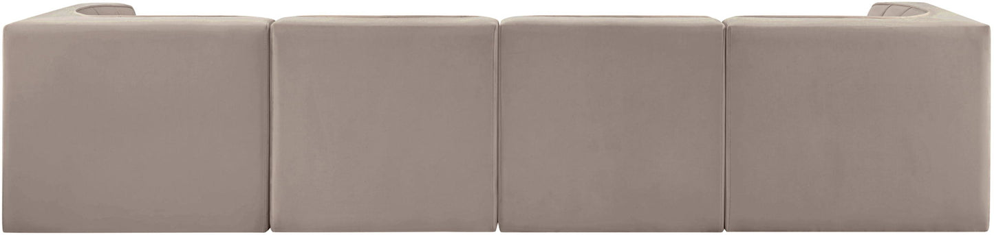 Rummi - Velvet Performance Fabric Upholstered 4 Piece Modular Sofa