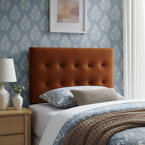 Emily Biscuit Tufted Performance Velvet Headboard - Twin, Rust