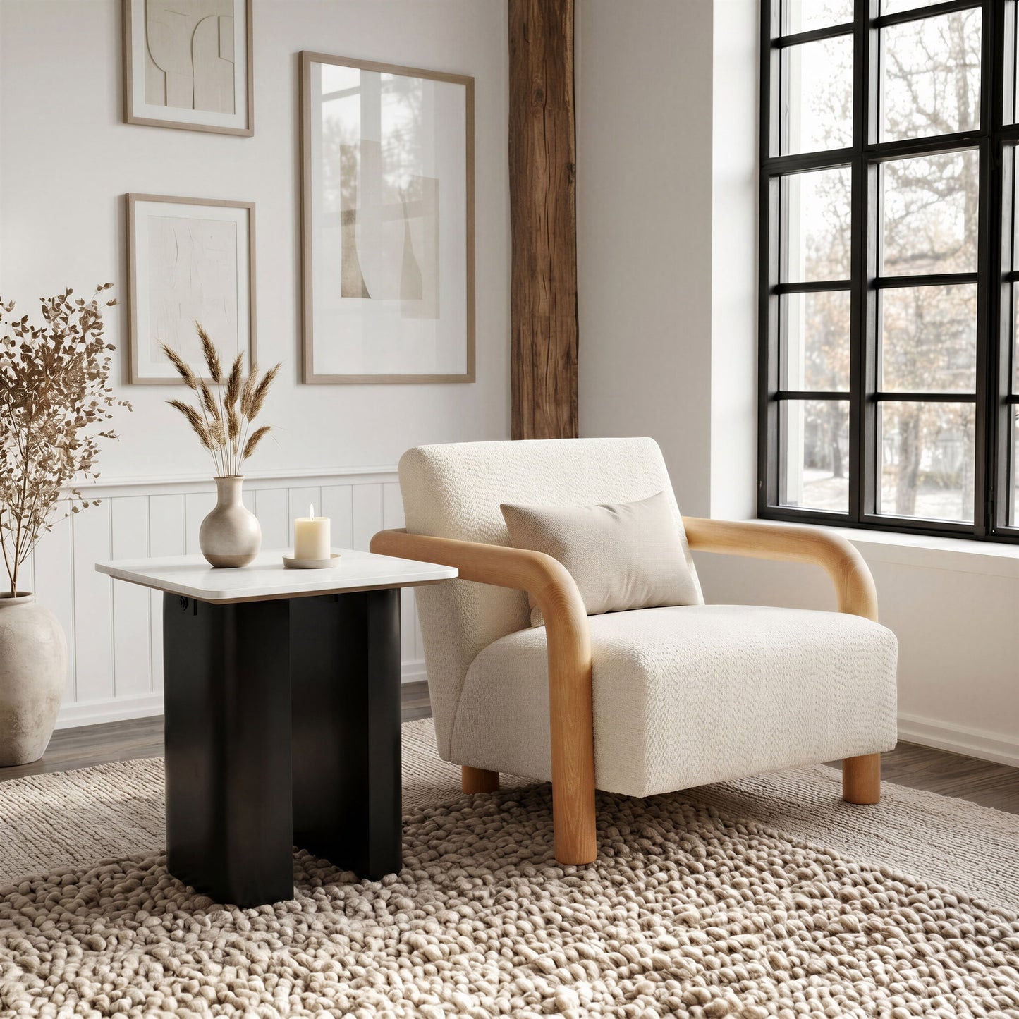 Fiora - Side Table - White / Black